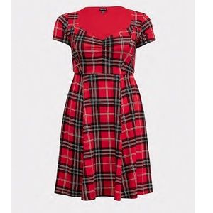 Red Plaid Premium Ponte Sweetheart Skater Dress